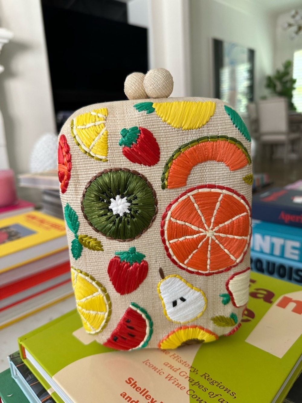 Embroidered Fruit Clutch/Crossbody